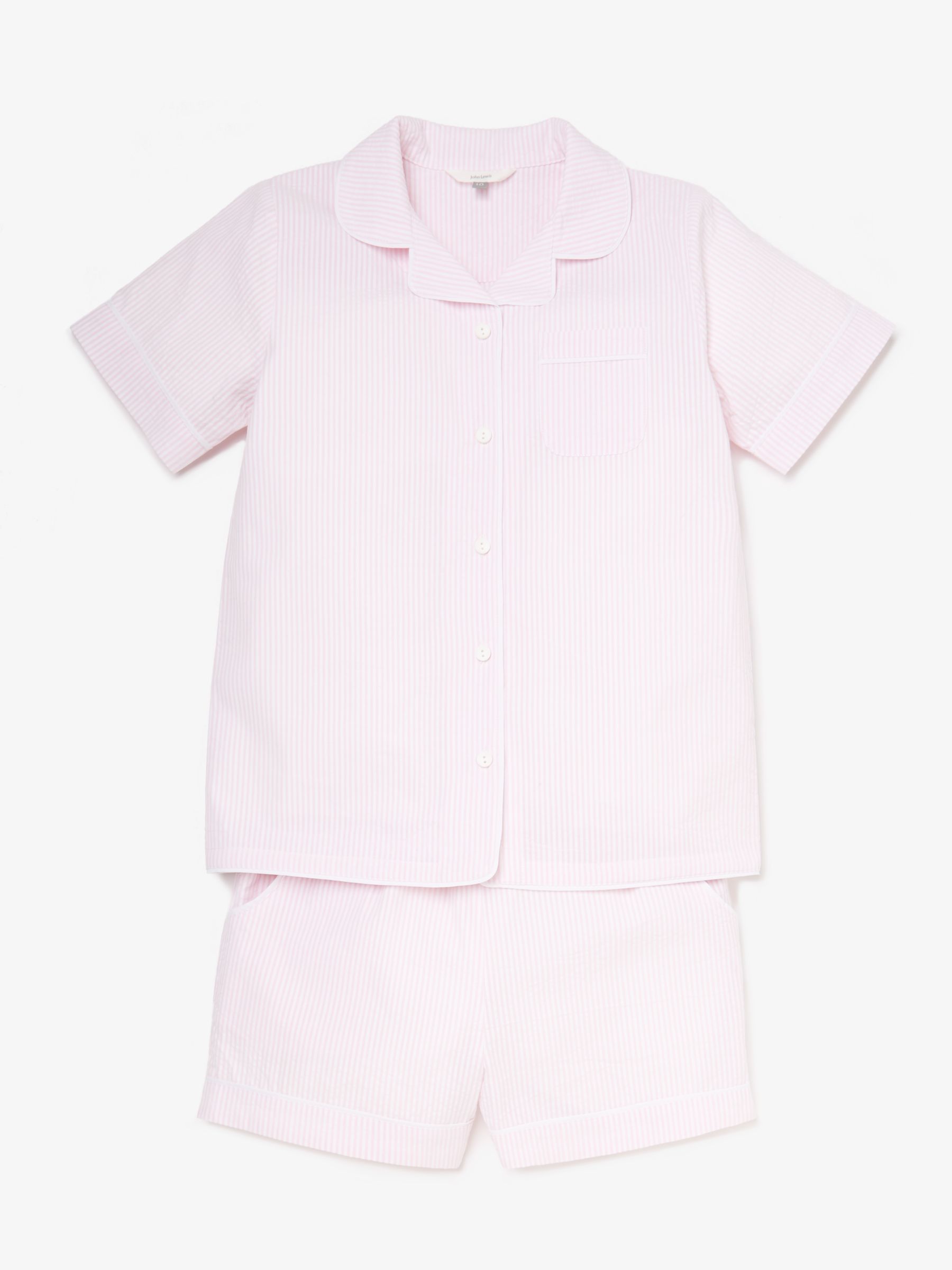John Lewis & Partners Girls' Seersucker Stripe Pyjamas, Pink