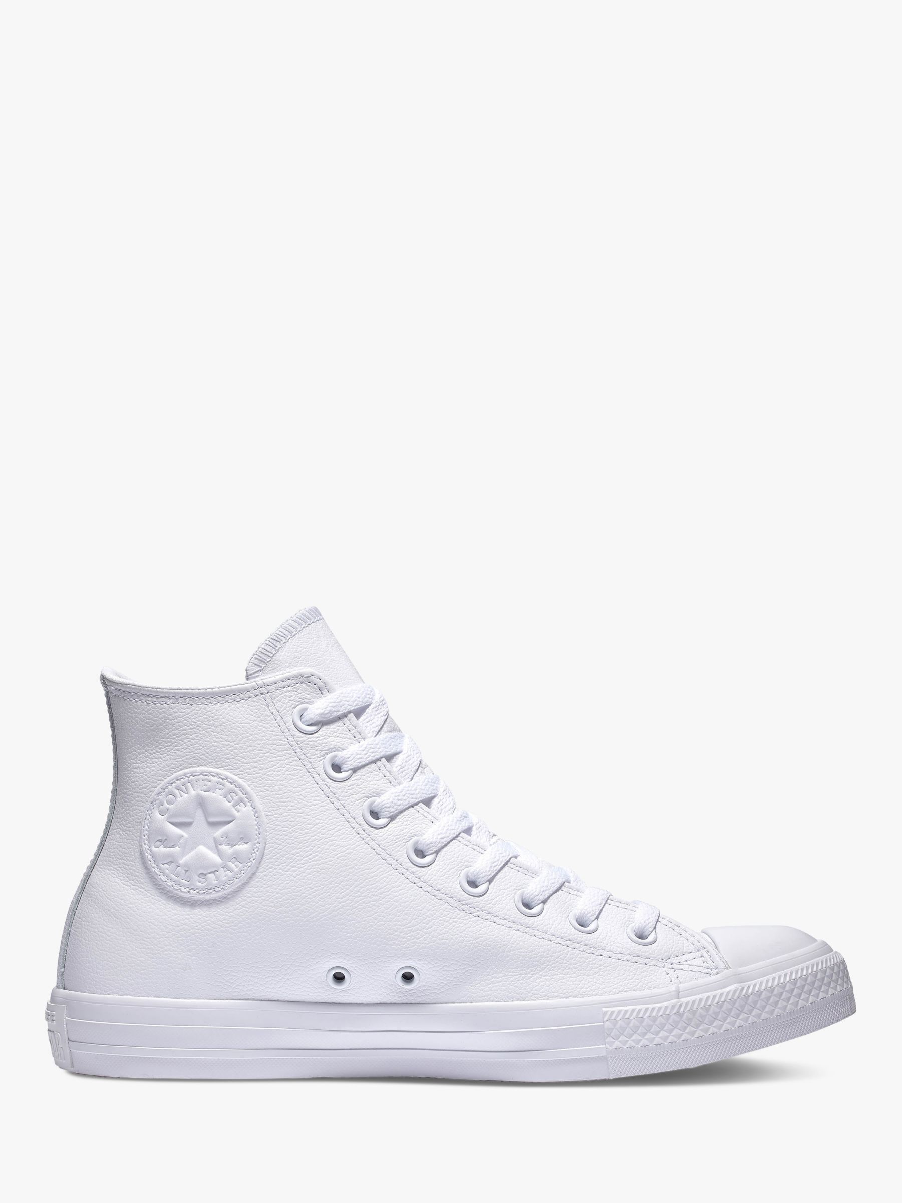 Converse All Star Leather Hi-Top Trainers, White Monochrome at John Lewis \u0026  Partners
