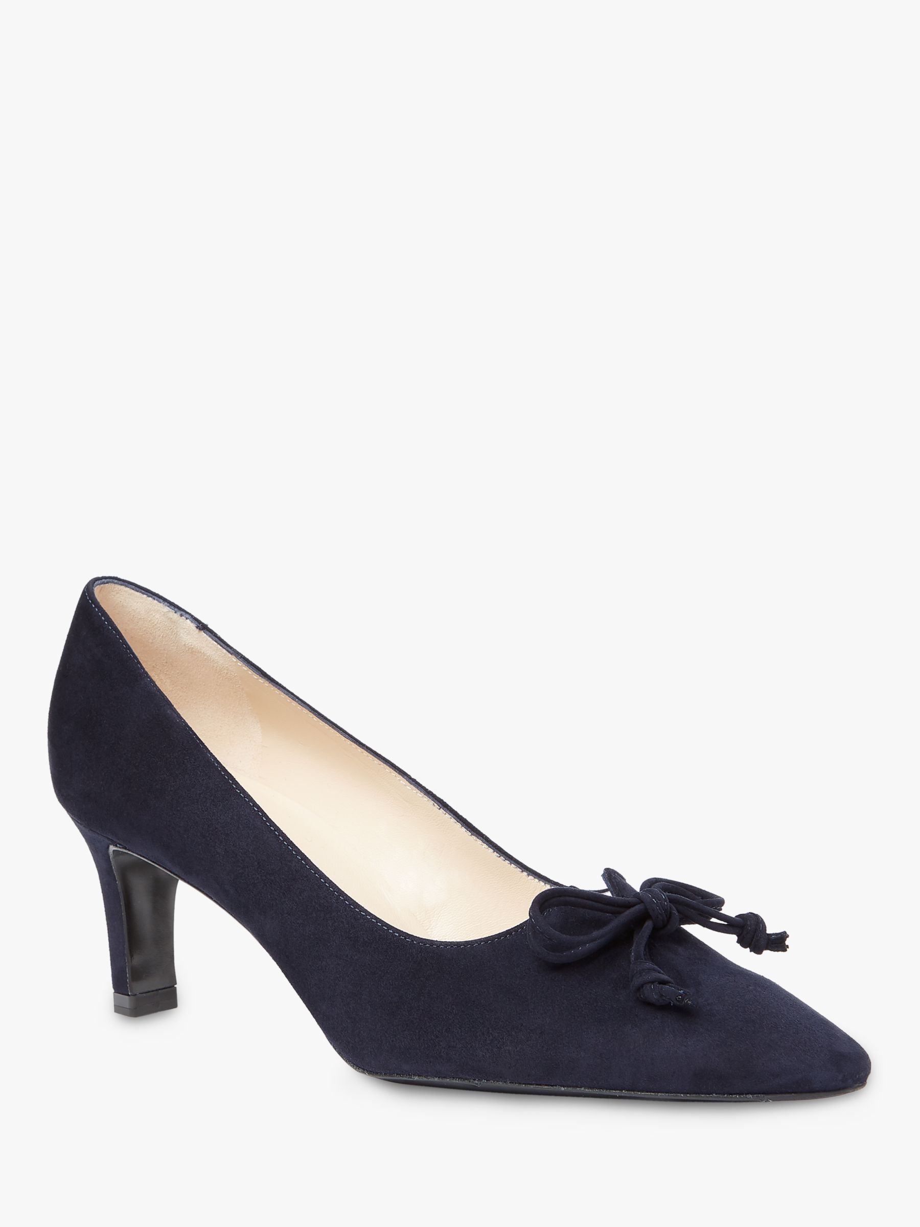 Peter Kaiser Mizzy Kitten Heel Bow Court Shoes, Navy Suede at John ...