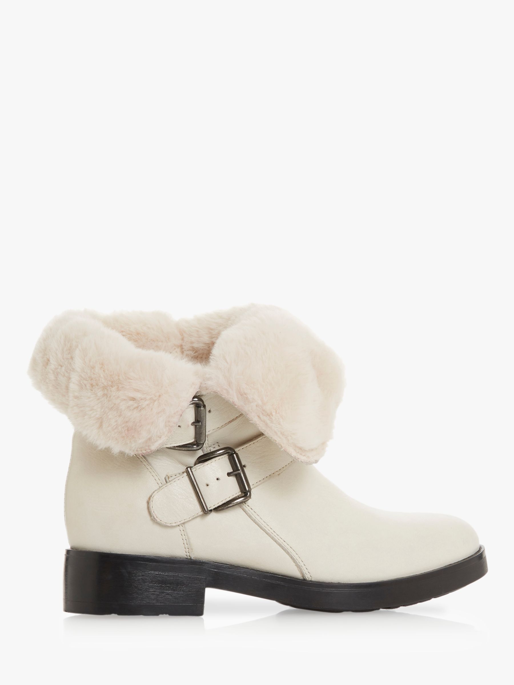 Dune Rosewood Faux Fur Ankle Boots