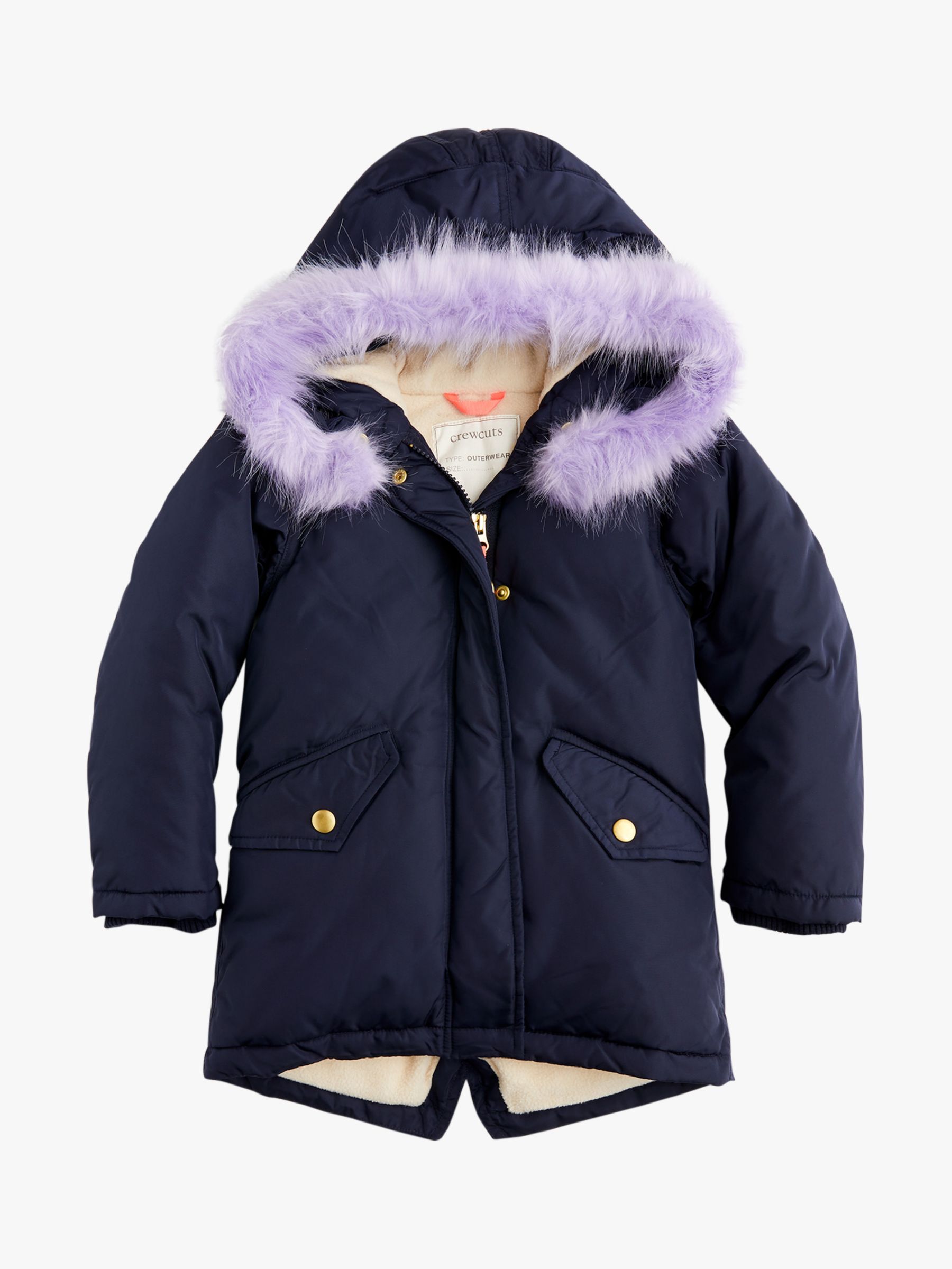 crewcuts by J.Crew Girls' Solid Puffer Jacket, Navy at John Lewis