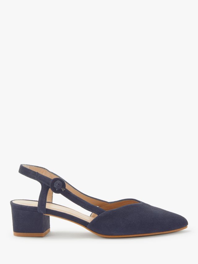 John Lewis & Partners Alyssa Slingback Block Heel Court Shoes, Navy ...