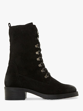 Dune Black Pico Suede Lace Up Boots