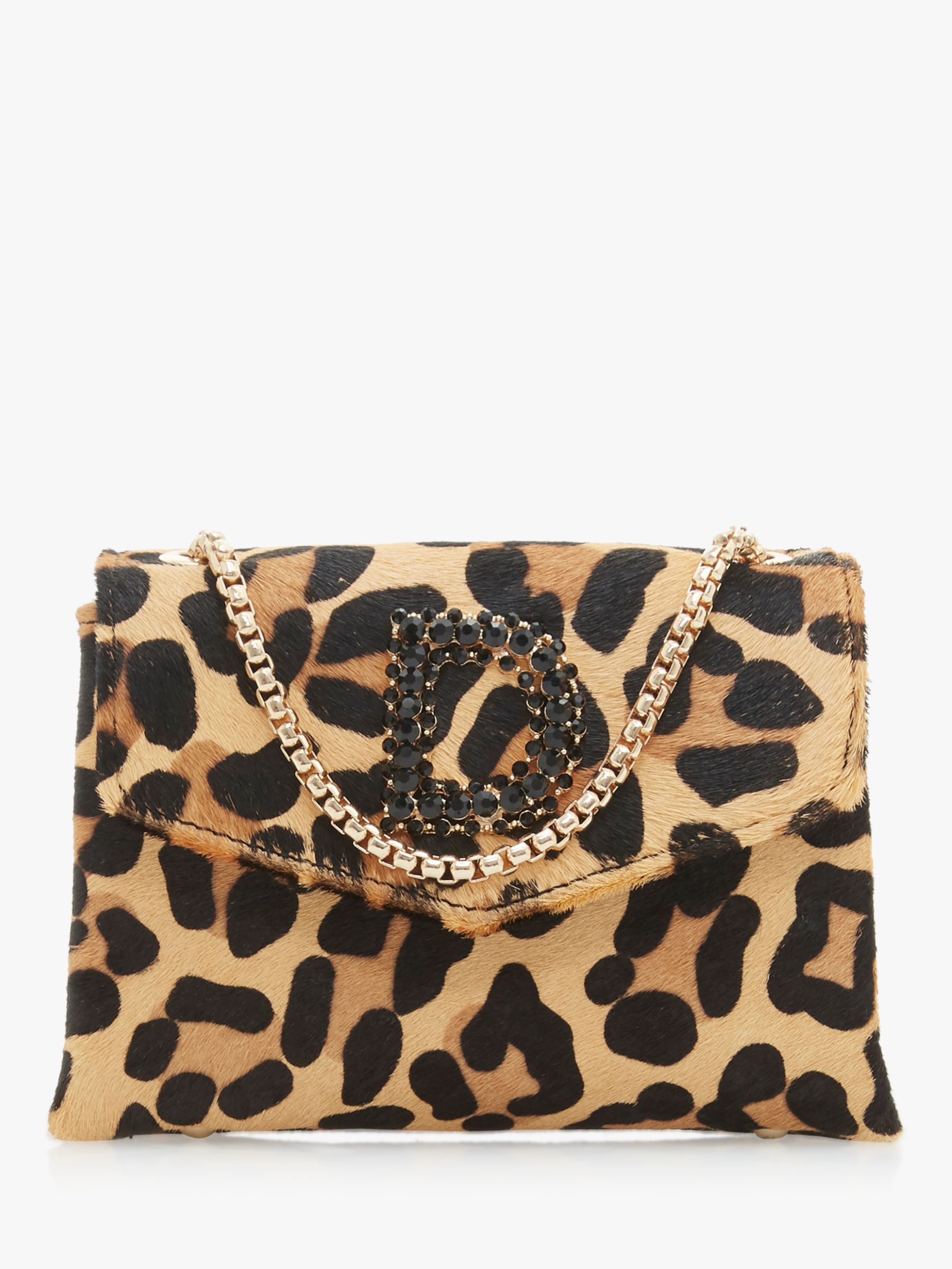 dune black and leopard print bag