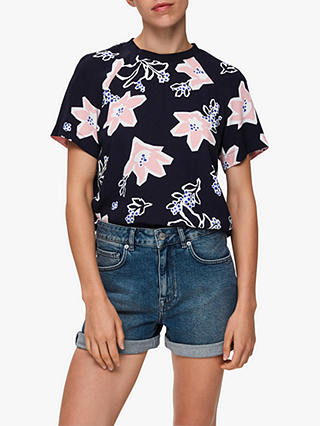 Selected Femme Rinna Floral Print Top, Night Sky