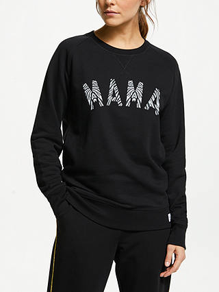 Selfish Mother Mama Zebra Crew Neck Sweatshirt, Black