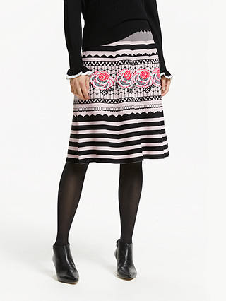 Somerset by Alice Temperley Floral Jacquard Knit Skirt, Black/Pink