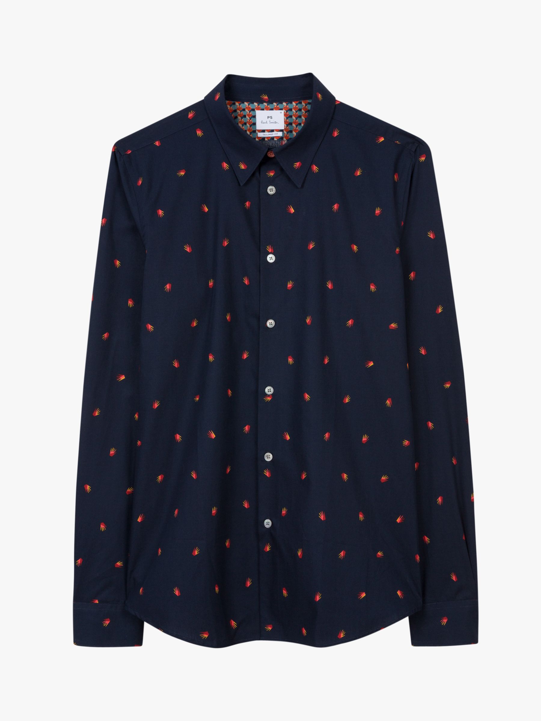 PS Paul Smith Hand Print Tailored Fit Shirt, Navy at John Lewis & Partners