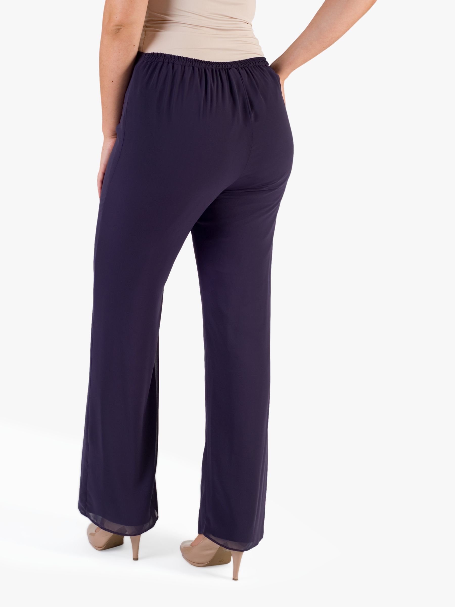 Chesca Jersey Lined Chiffon Trousers, Grape at John Lewis & Partners