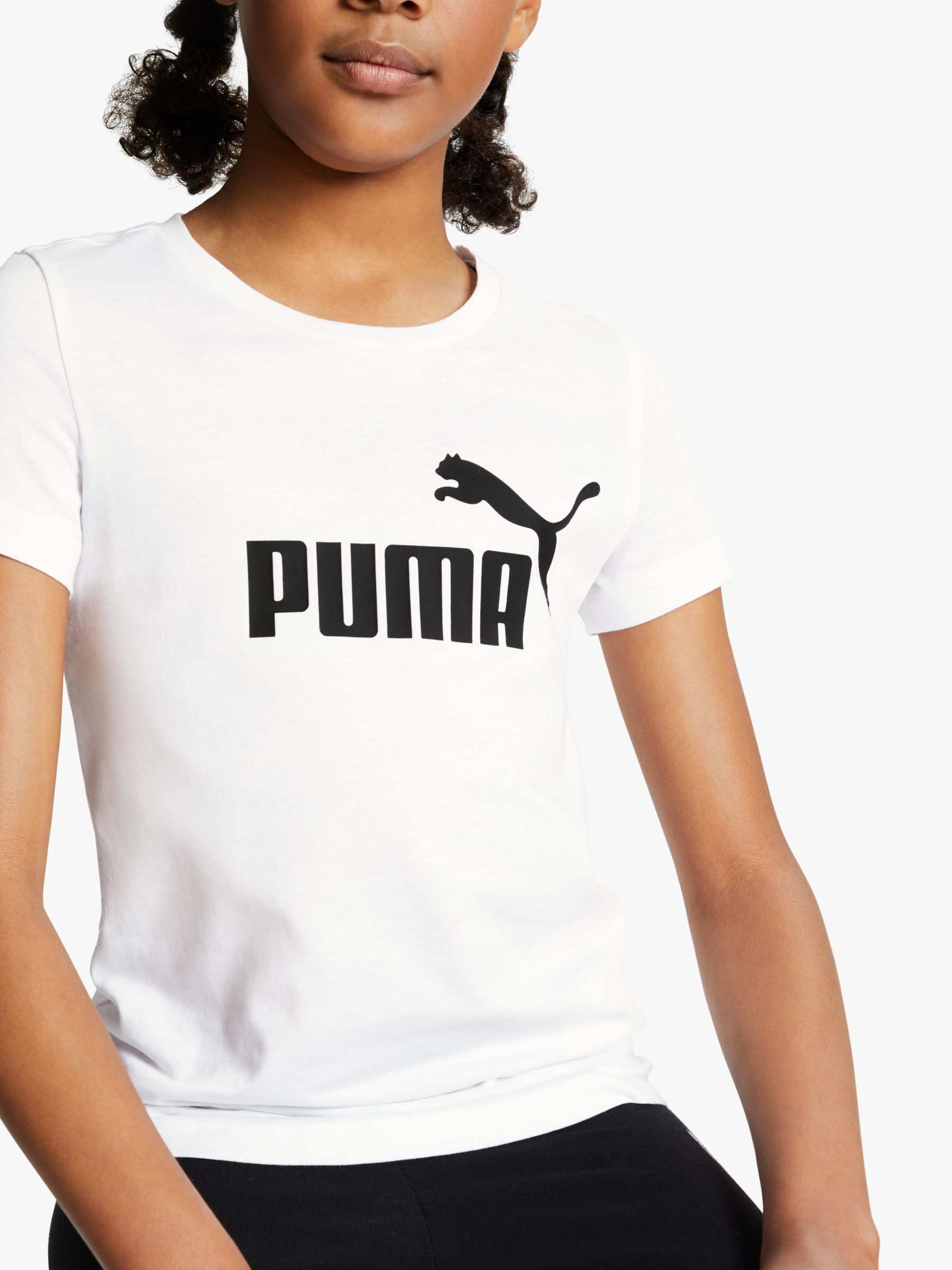 PUMA Girls' Essential Sports T-Shirt | White at John Lewis & Partners