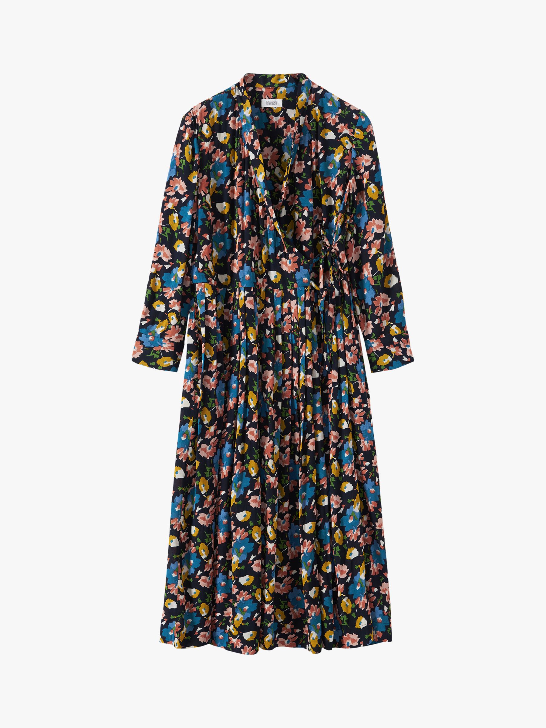 Toast Washed Floral Print Dress, Blue/Grey at John Lewis & Partners