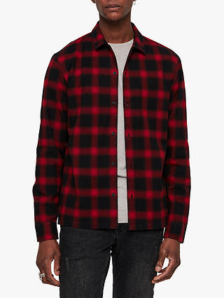 AllSaints Clyde Long Sleeve Check Shirt, Red/Black