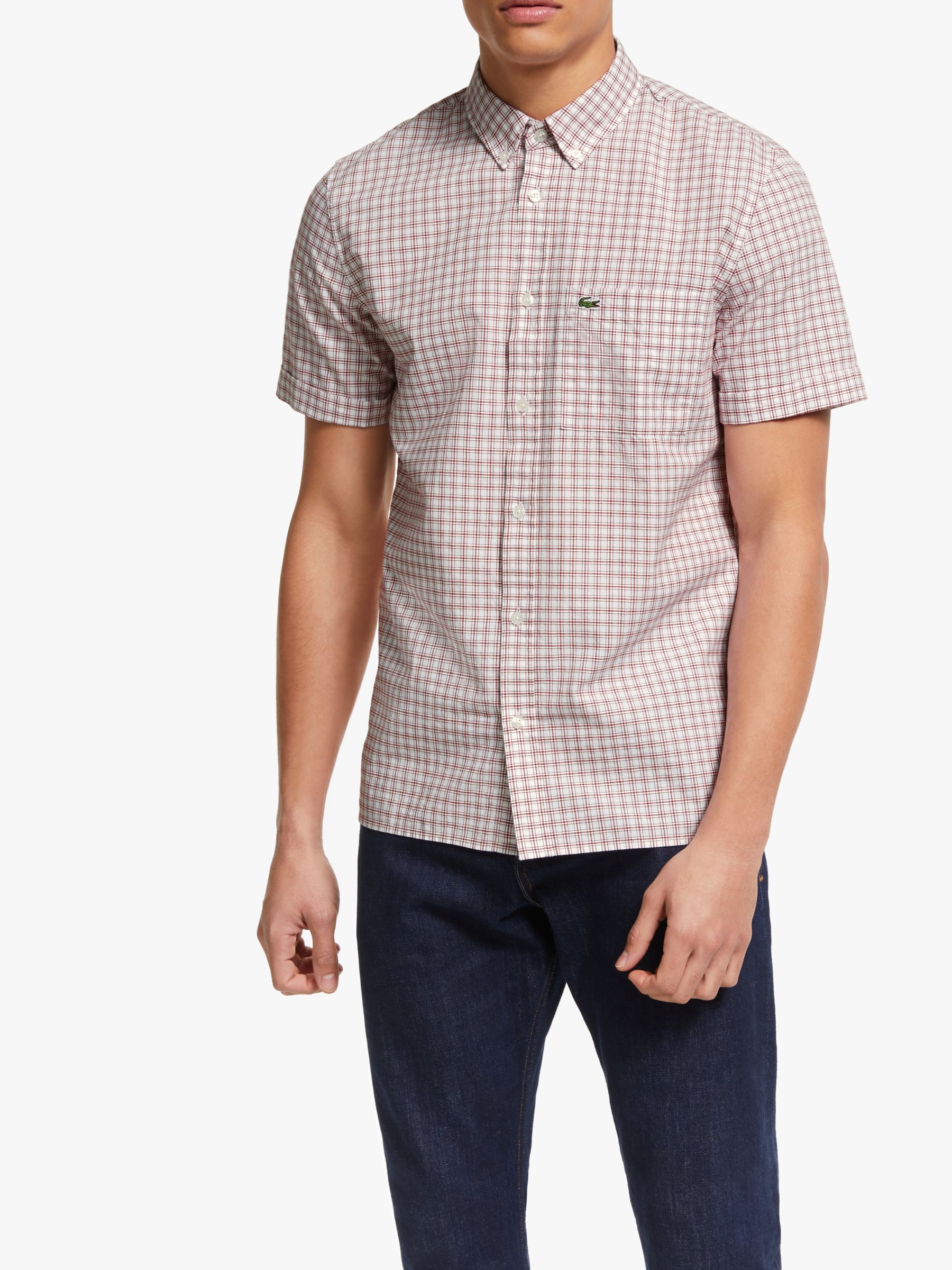 lacoste red check shirt