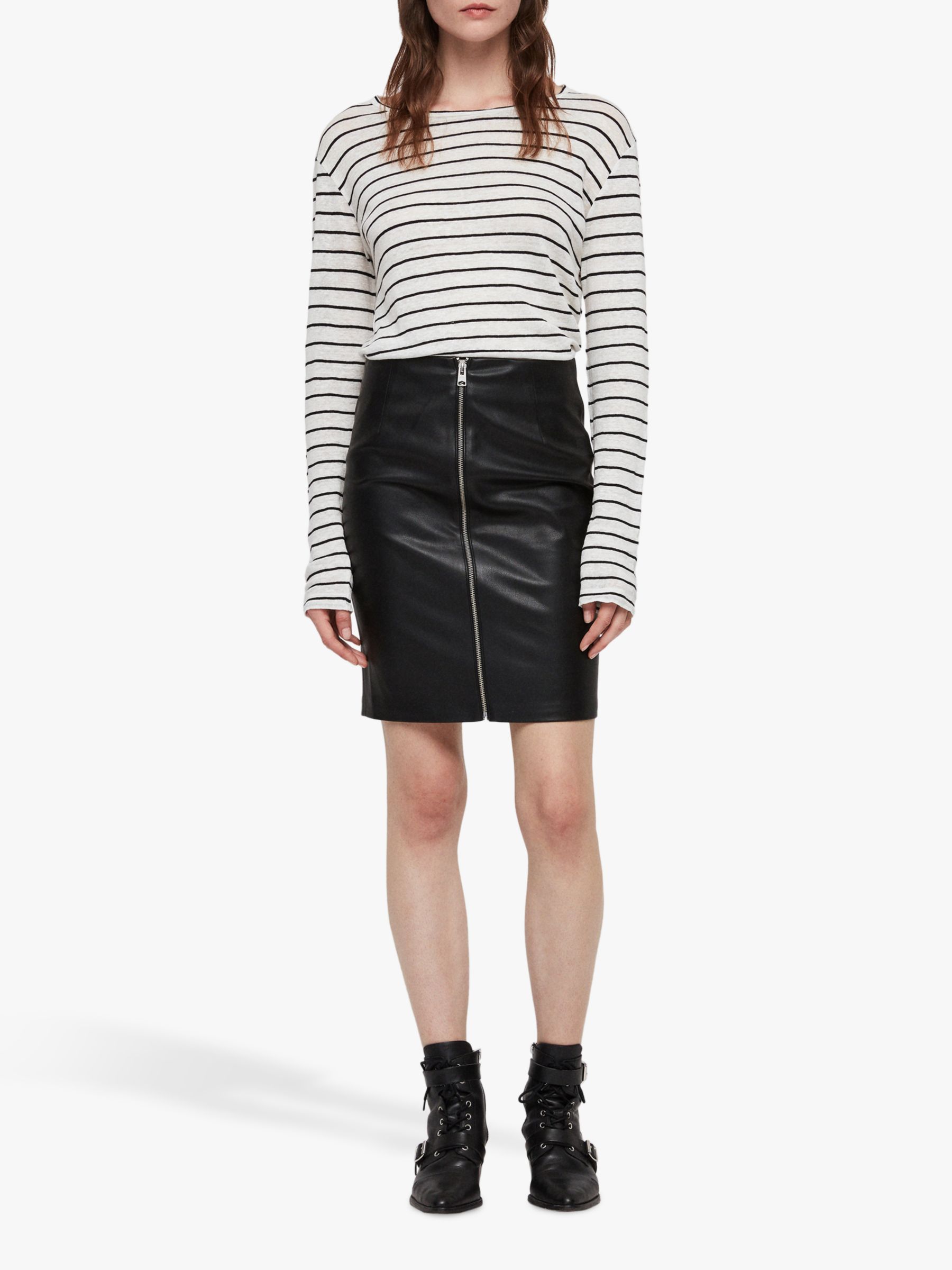 AllSaints Axel Faux Leather Skirt, Black