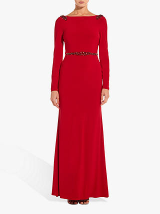 Adrianna Papell Long Embellished Jersey Dress, Cardinal