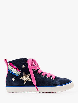 Mini Boden Children's High Top Shooting Star Trainers, Navy
