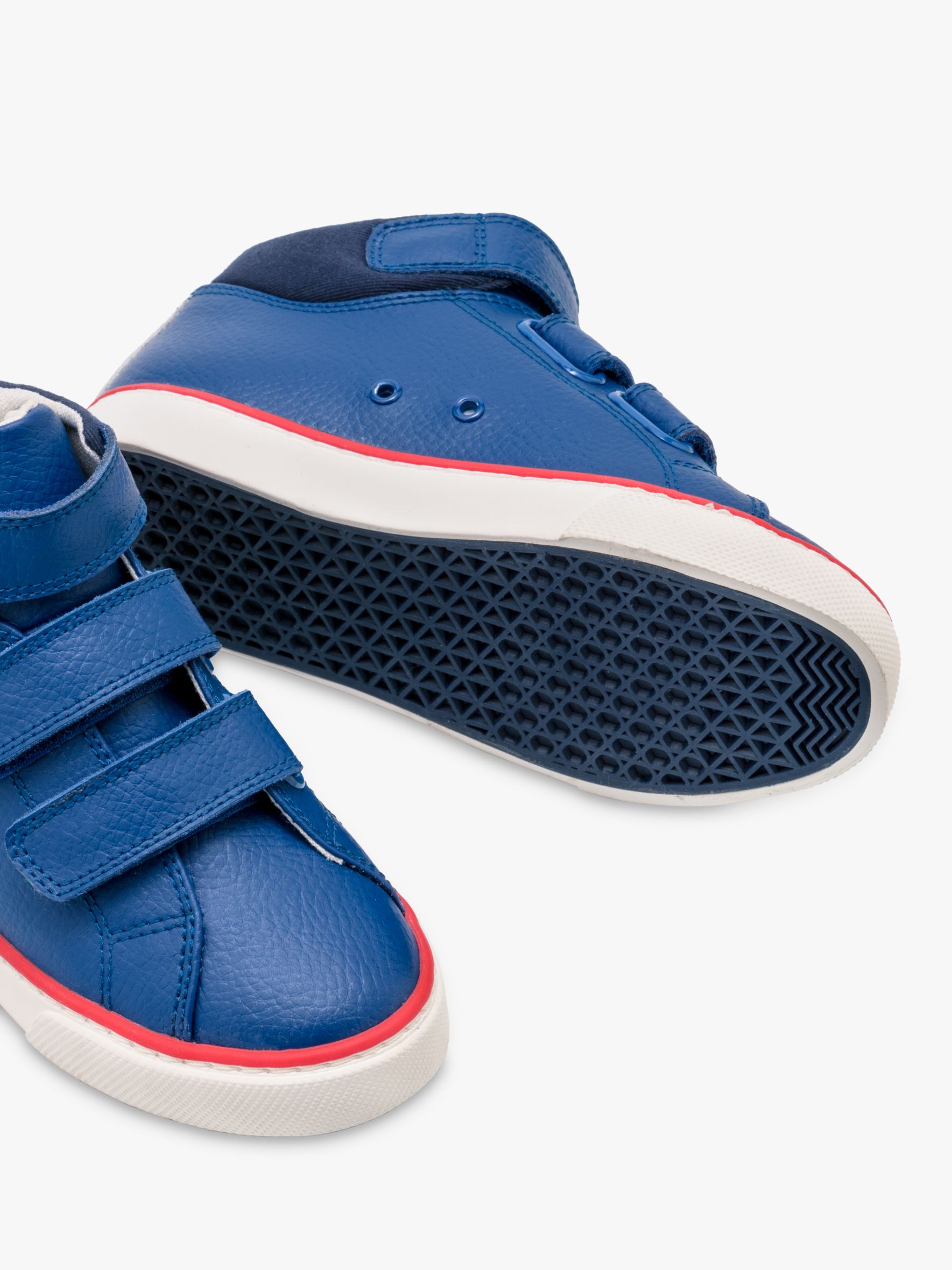 Mini Boden Children's Leather High Top Trainers, Orion Blue at John ...