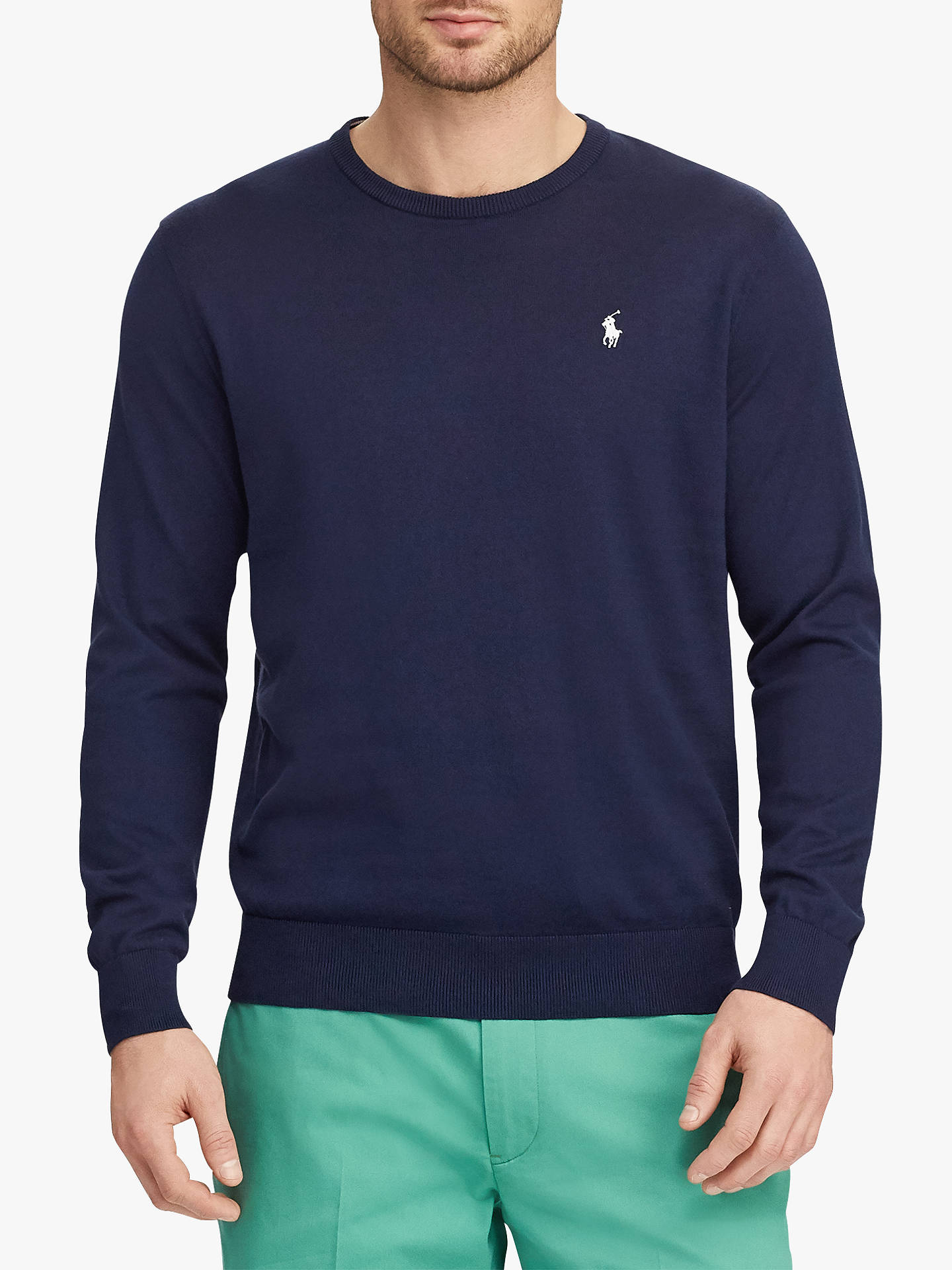 Polo Golf by Ralph Lauren Crew Neck Jumper, French Navy at John Lewis ...