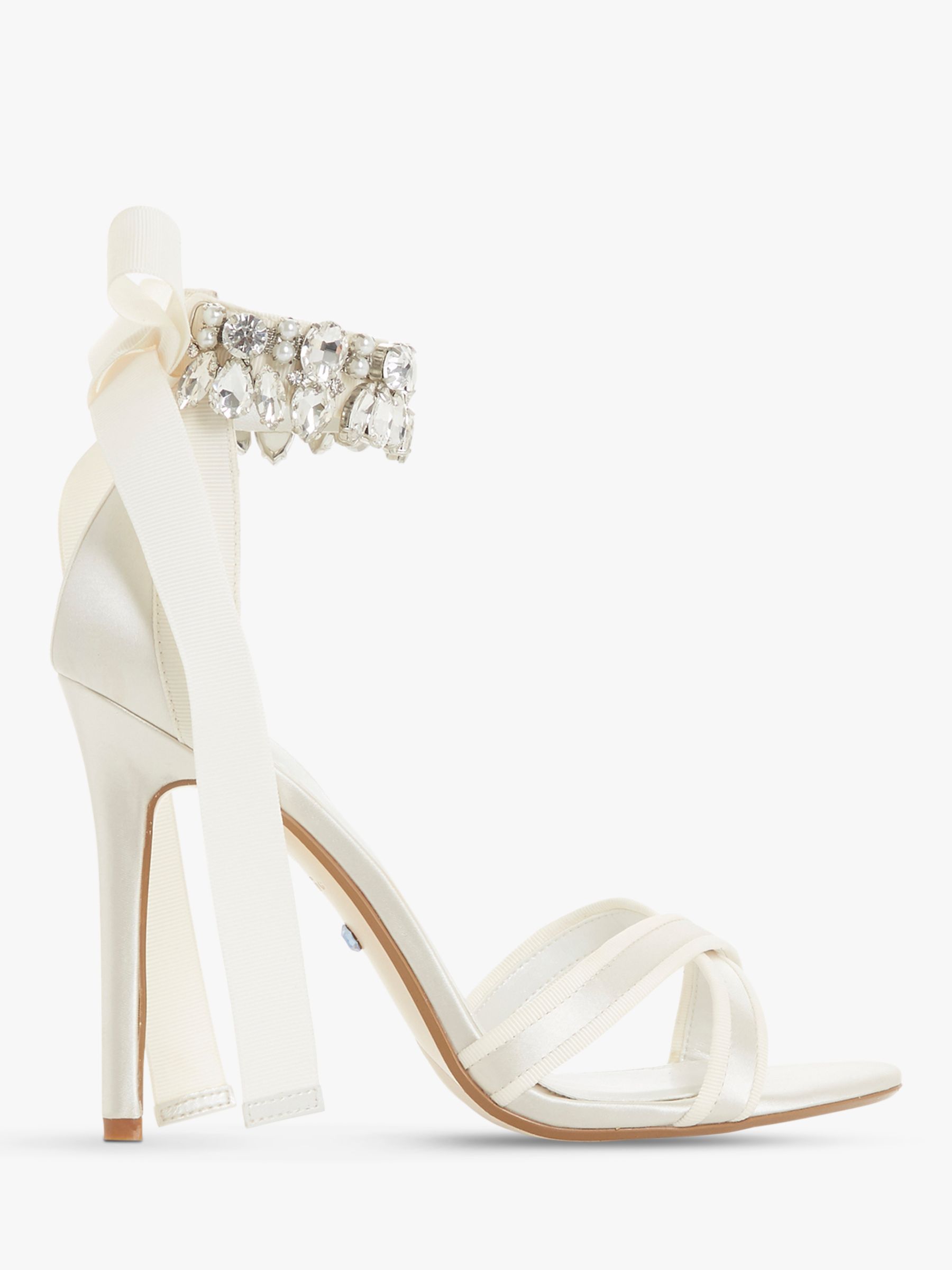 Dune Bridal Collection Mrs Crystal Ankle Tie Stiletto Sandals, Ivory at ...