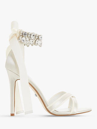 Dune Bridal Collection Mrs Crystal Ankle Tie Stiletto Sandals, Ivory
