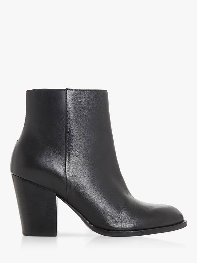 Dune Portray Leather Block Heel Ankle Boots, Black at John Lewis & Partners