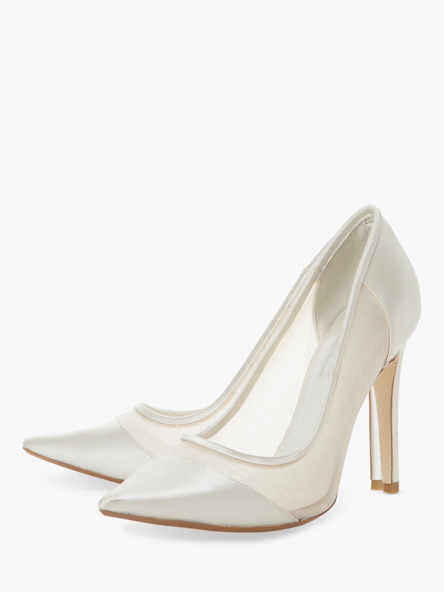 Dune Bridal Collection Bride to Be Mesh Panel Court Shoes, Ivory Satin