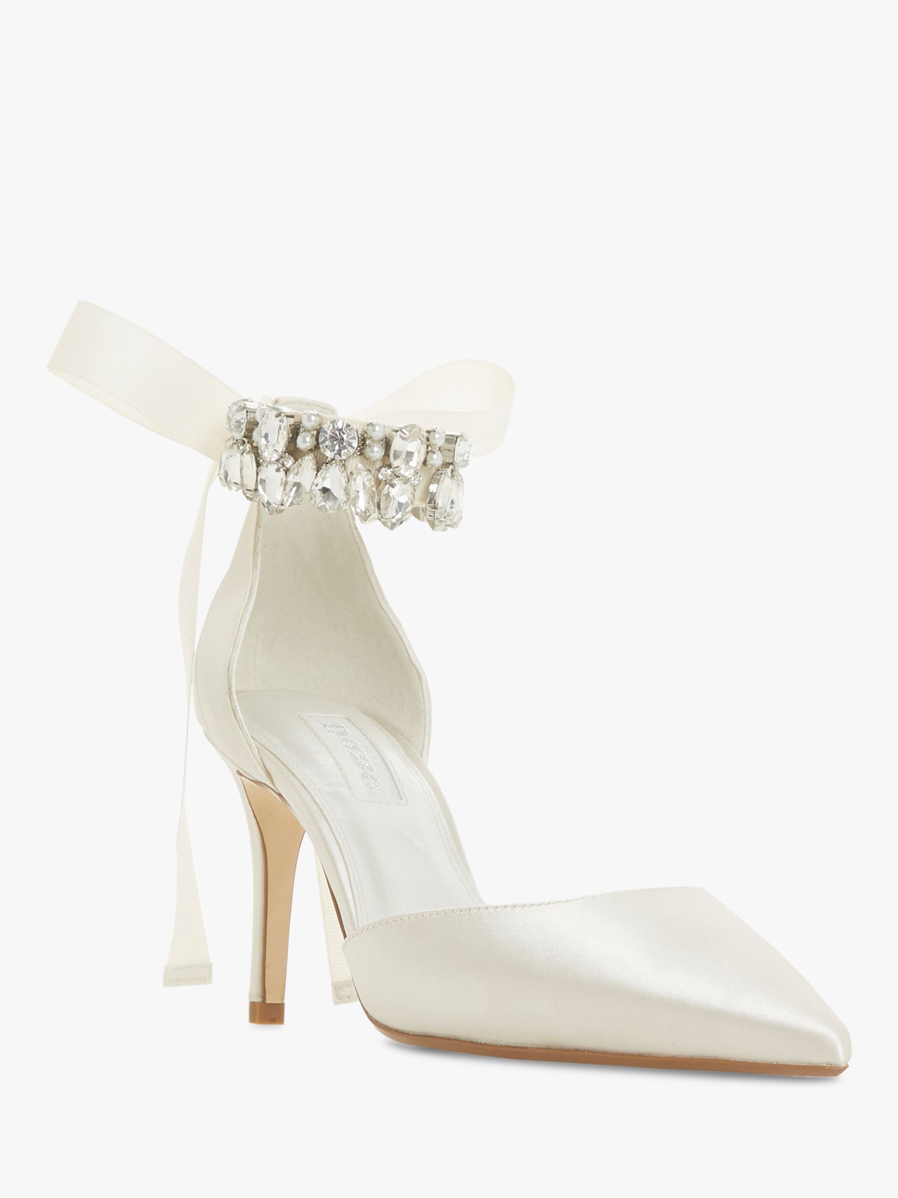 Dune Church Bridal Collection Stiletto Heel Court Shoes, Ivory Satin