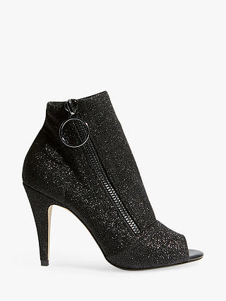 Karen Millen Side Zip Peep Toe Shoe Boots, Black/Multi
