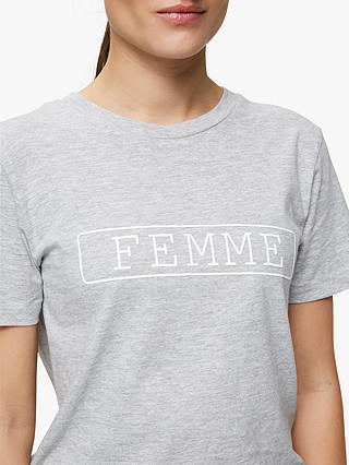 Selected Femme Ann Logo T-Shirt, Light Grey Melange