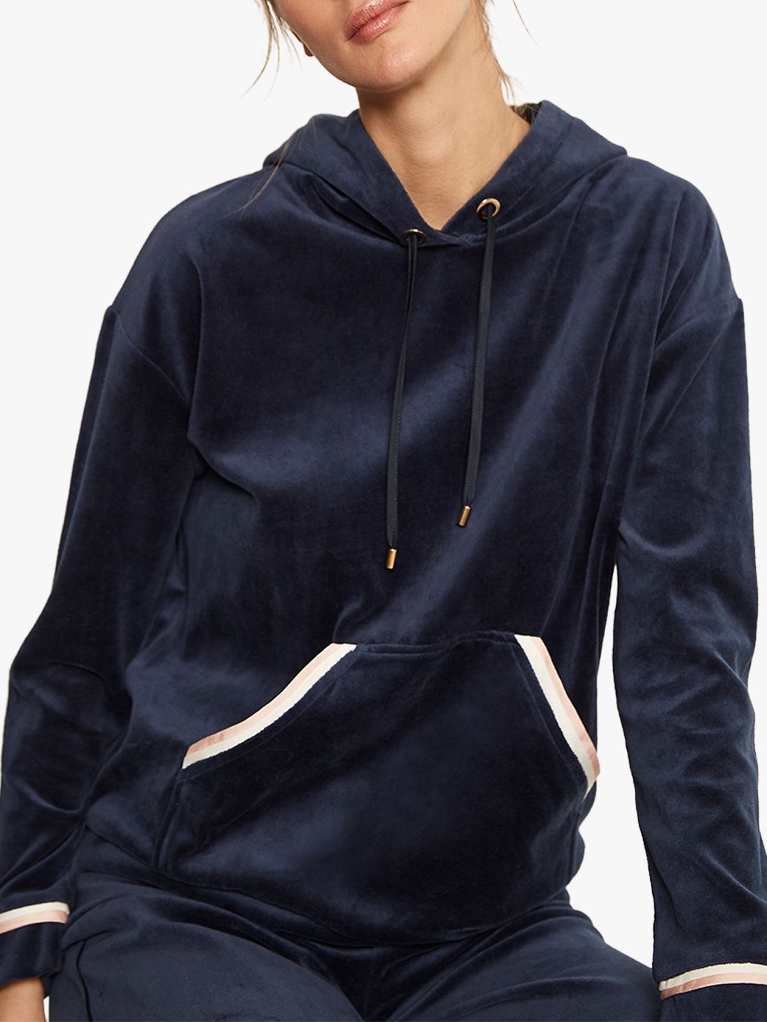 navy velvet hoodie