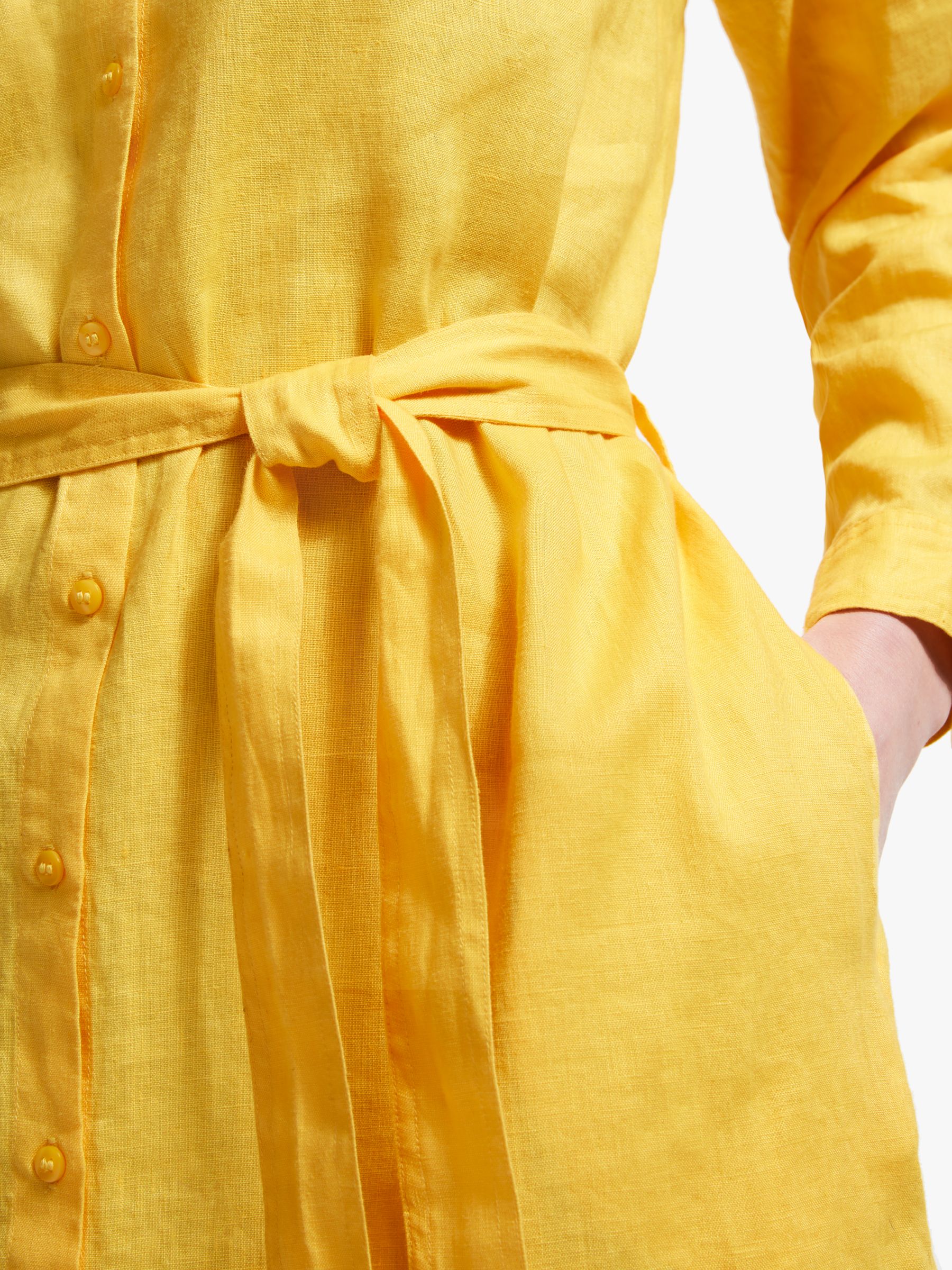 John Lewis & Partners Linen Collar Shirt Dress, Mimosa Yellow at John ...