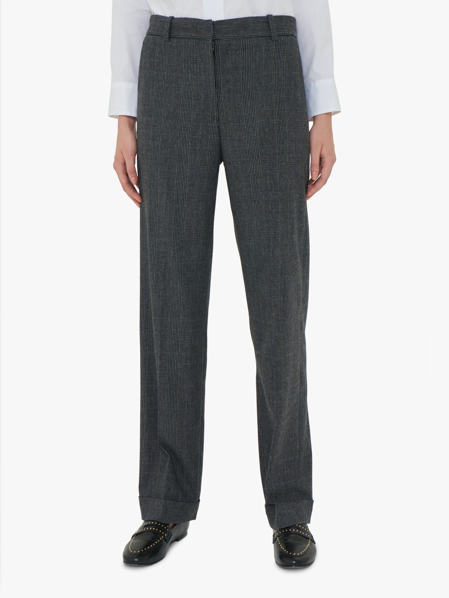 Gerard Darel Pantalon Check Straight Trousers, Grey