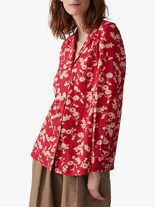 Toast Trailing Floral Silk Pyjama Style Shirt, Rhodochrosite