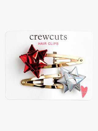 crewcuts by J.Crew Girls' Gift Bow Hair Clip, Pack of 2, Metallic Multi