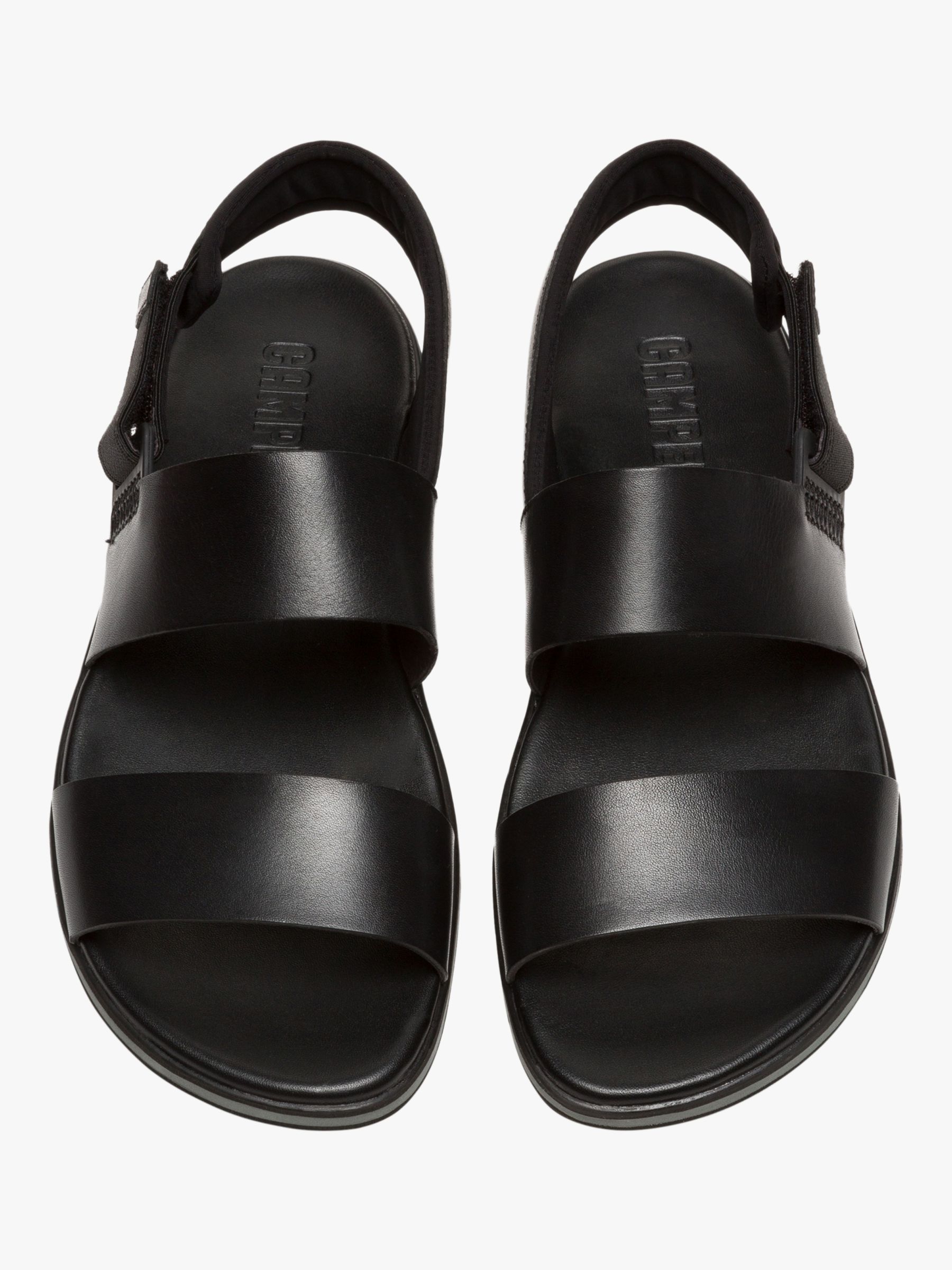 Camper Spray Strappy Leather Sandals, Black at John Lewis & Partners