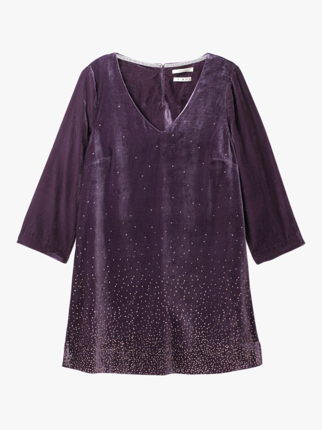 White Stuff Galaxy Velvet Tunic Top, Sugared Purple, 6