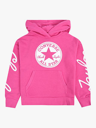 Converse Girls' Script Logo Hoodie, Pink