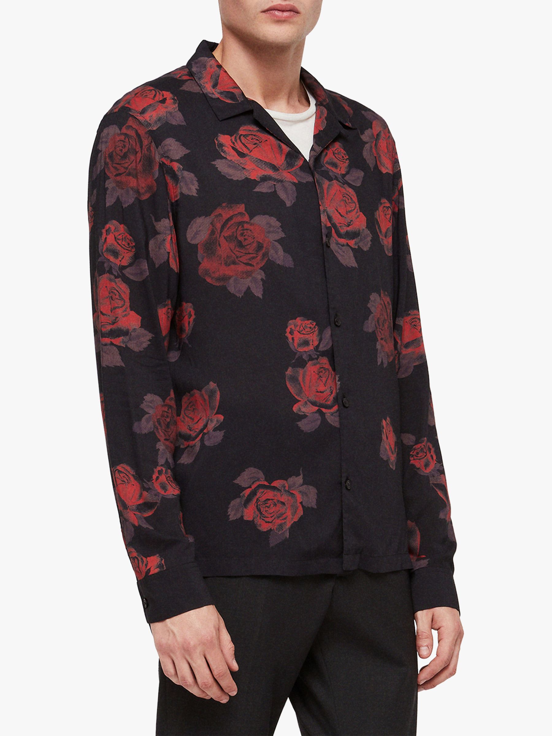 black shirt with red roses