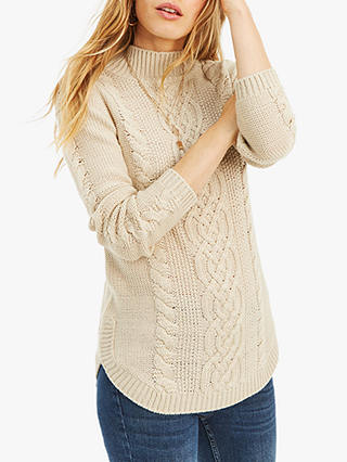 Oasis Maria Cable Knit High Neck Jumper, Multi