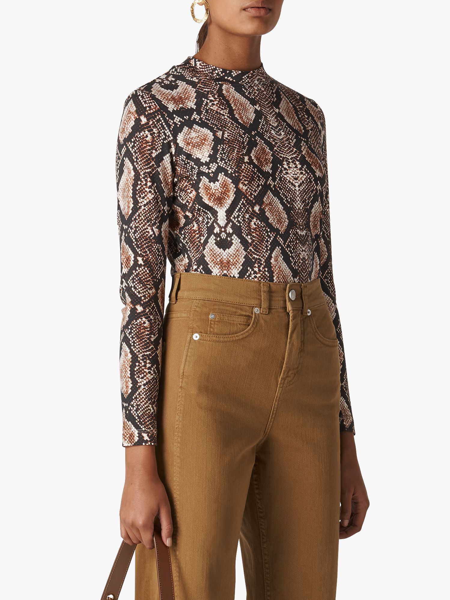 Whistles Snake Print Essential Top, Neutral