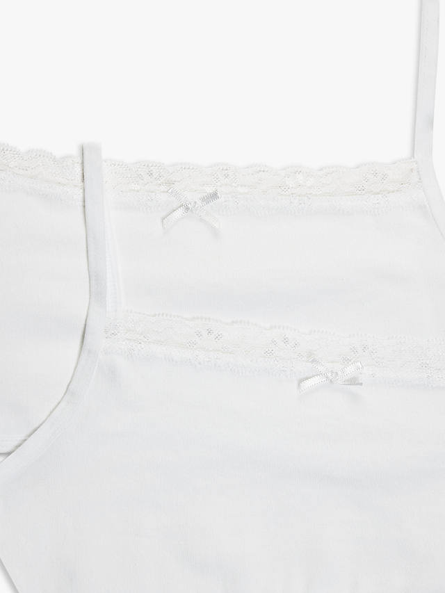 John Lewis Kids' Lace Crop Tops, Pack of 2, White
