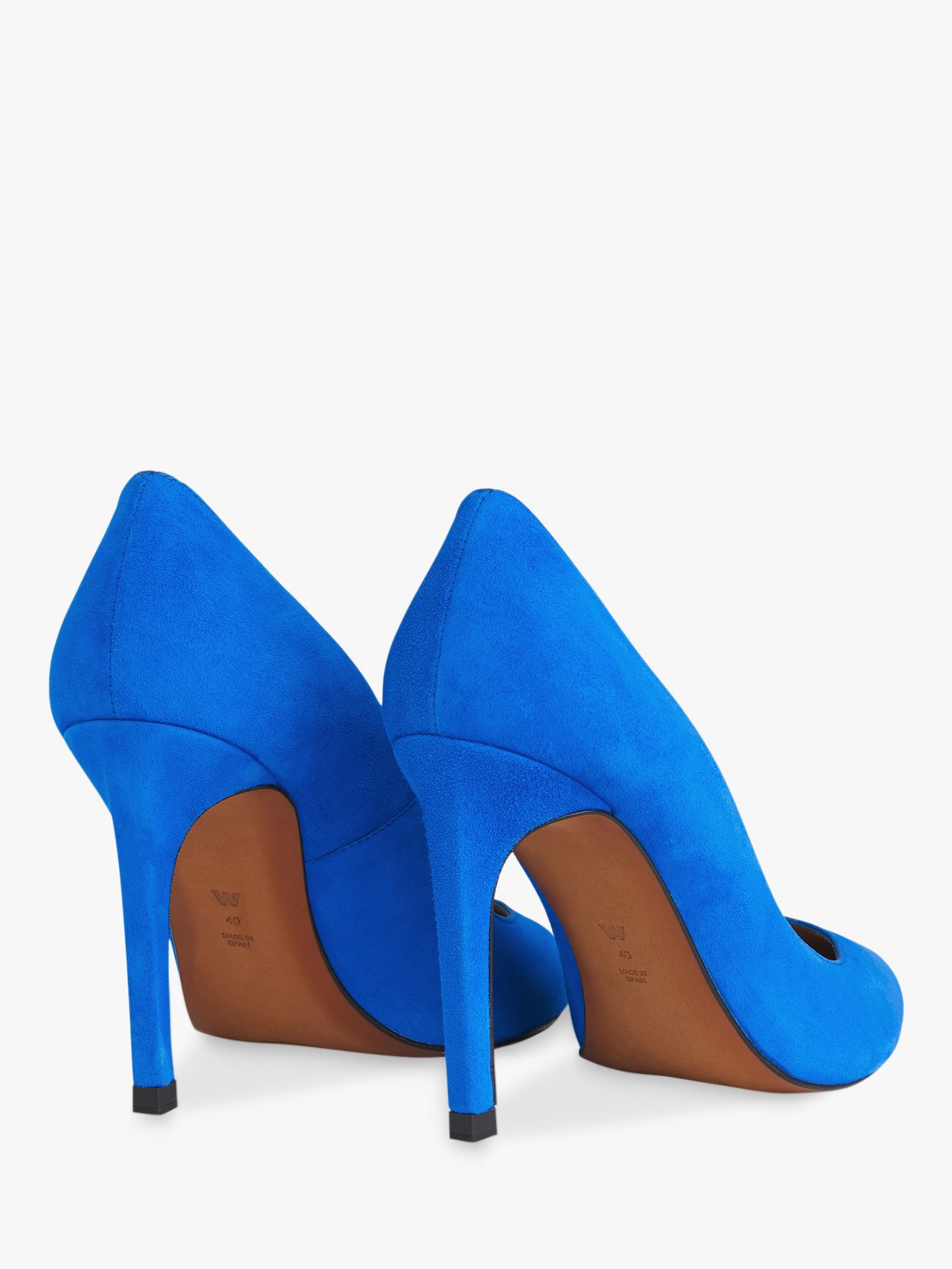 blue suede court shoes