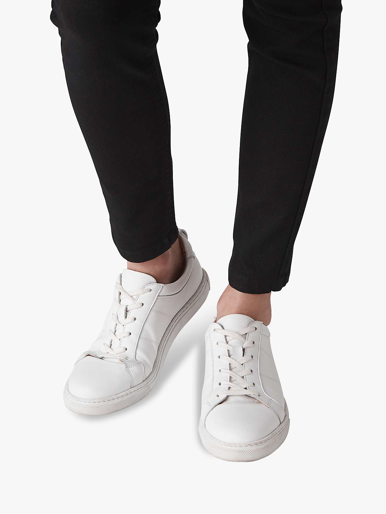 Buy Whistles Koki Leather Lace Up Trainers, White Online at johnlewis.com
