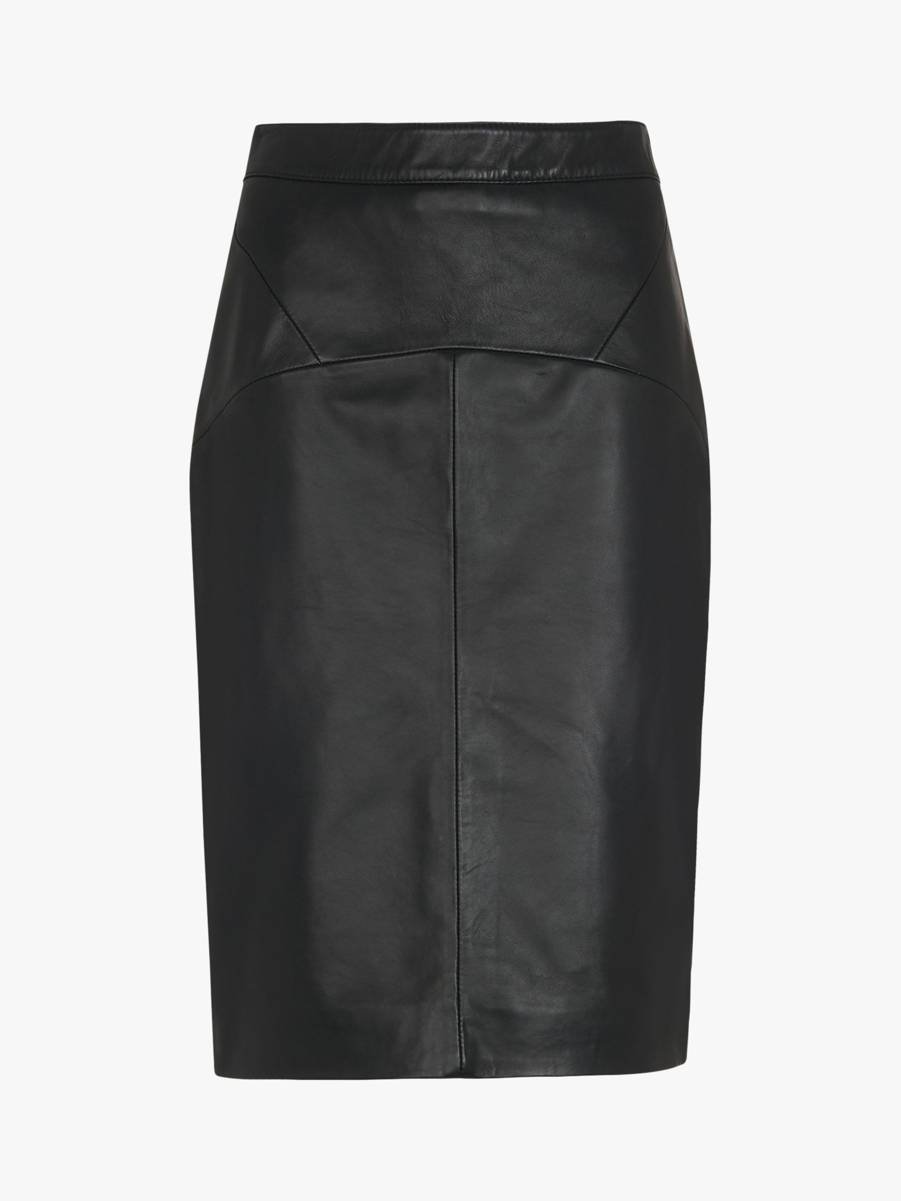 Whistles Kel Leather Pencil Skirt, Black