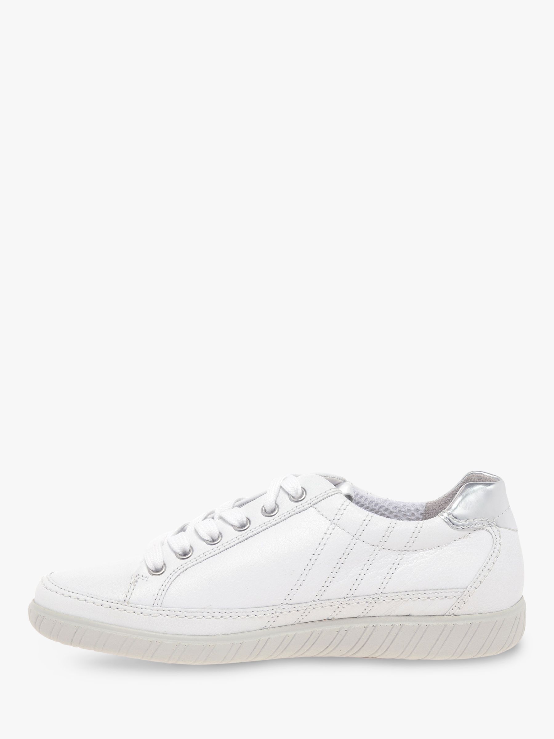 Buy Gabor Amulet Wide Fit Leather Trainers, White Online at johnlewis.com