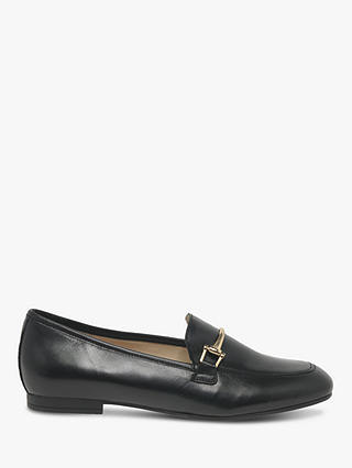 Gabor Serin Leather Gold Trim Loafers, Black