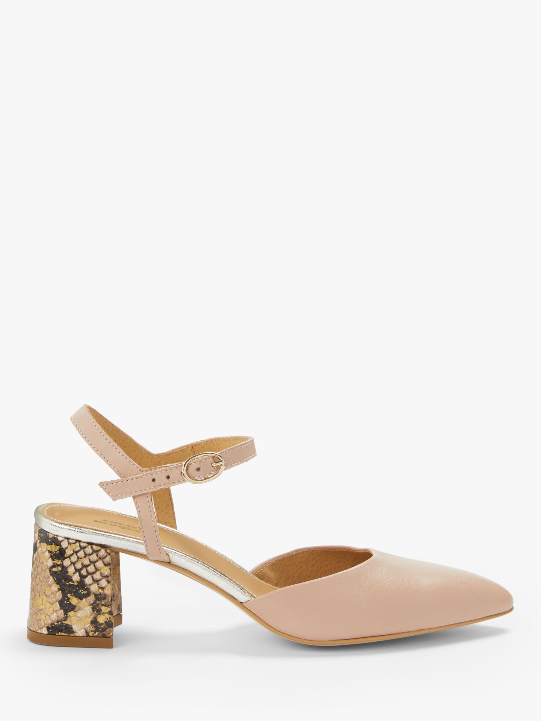 Modern Rarity Carly Slingback Block Heel Court Shoes, Nude Leather ...