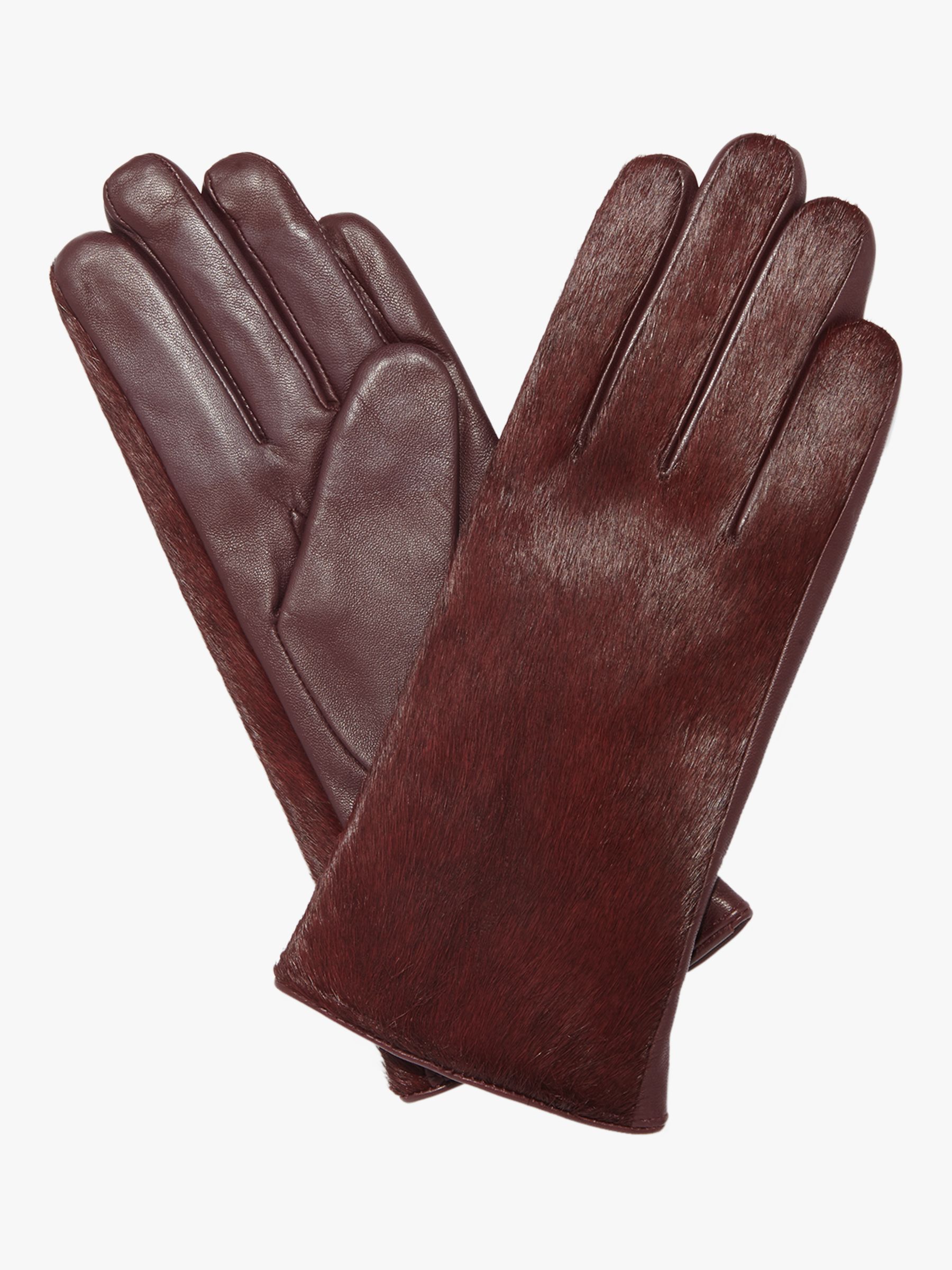 Phase Eight Roxanne Faux Fur Leather Gloves, Blackberry