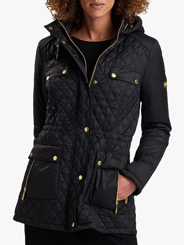 barbour international penhal quilted hooded jacket black