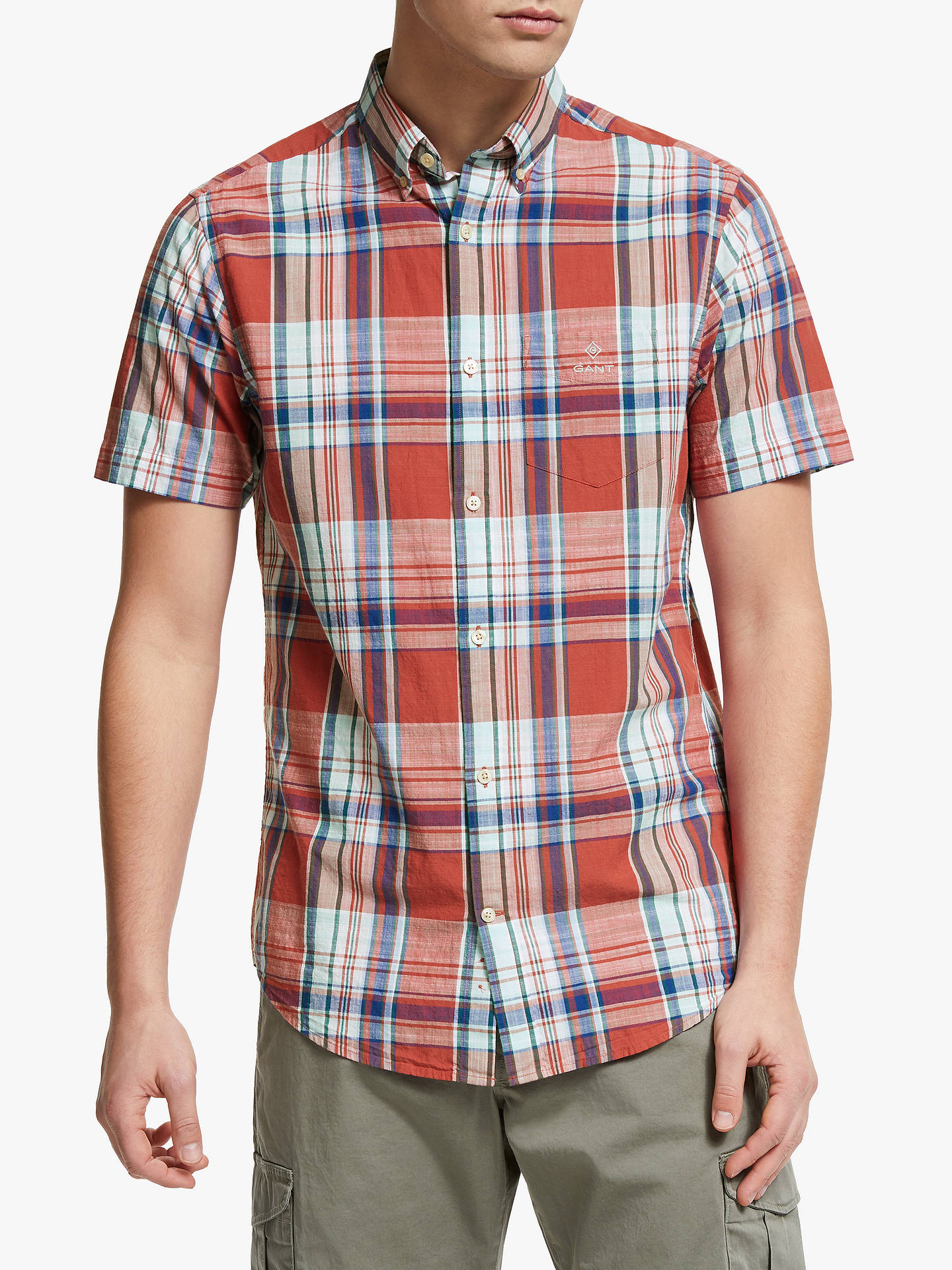 GANT Madras Classic Check Shirt, Carbon Red at John Lewis & Partners